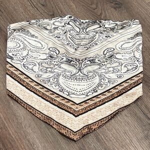 Ardene Black and Brown Paisley Accent Scarf Top Large